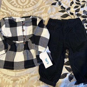 Infant girls Carters 6 months buffalo plaid pant set new with tags